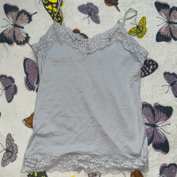 White House Black Market Tops - Silver Lacey Y2K Camisole: Size S